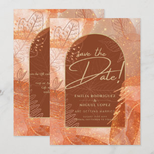 Modern Terracotta FALL Wedding Save The Date Invitation