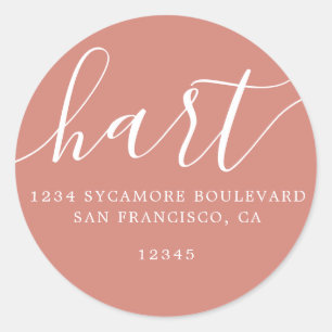 Modern Terracotta Family Return Address Classic Round Sticker