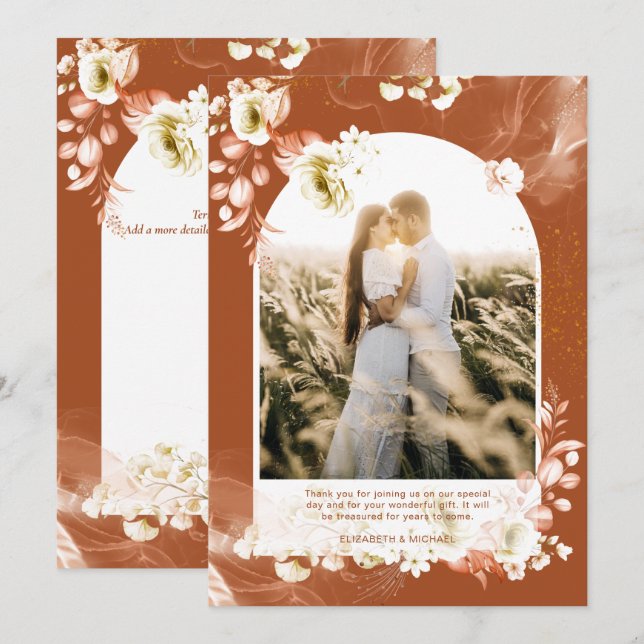 Modern Terracotta Floral PHOTO THANK YOU (Front/Back)