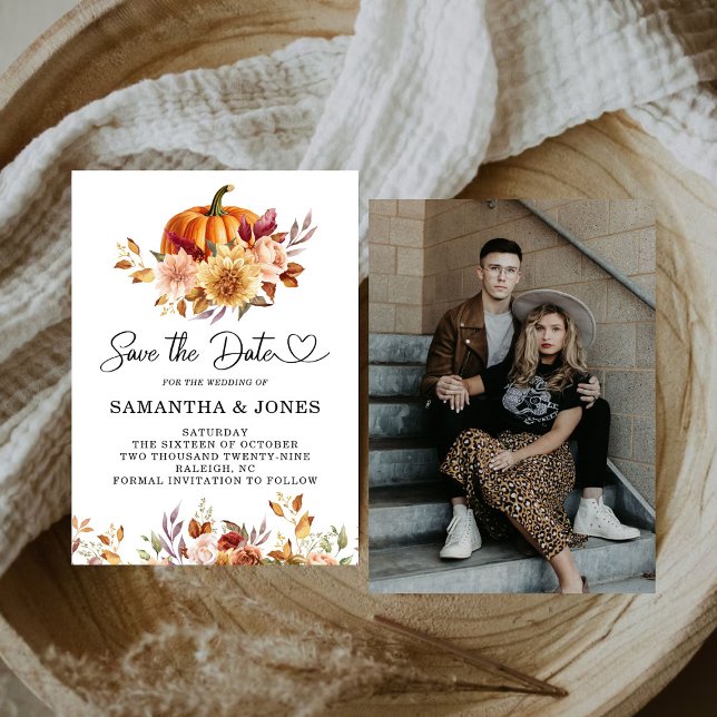 Modern Terracotta Floral Pumpkin  Save The Date (Creator Uploaded)
