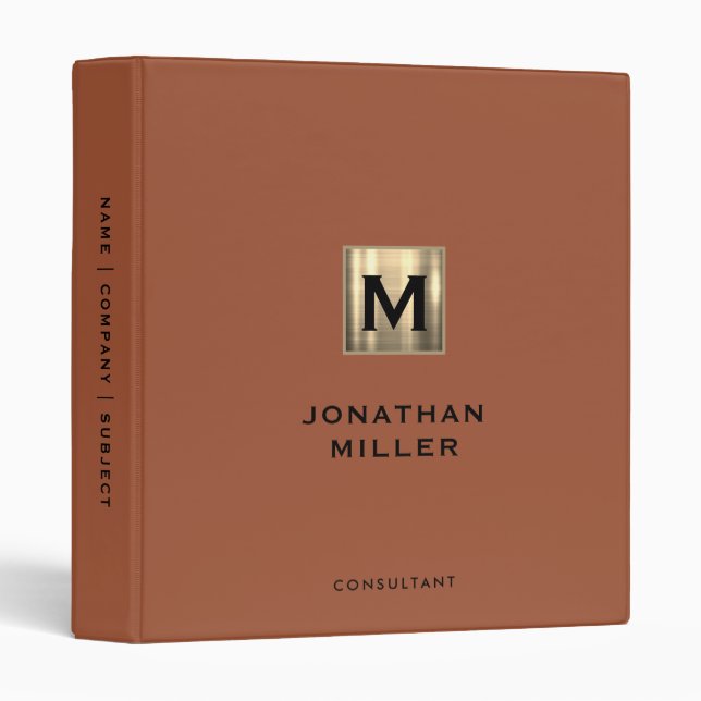 Modern Terracotta Gold Monogram Binder (Front/Spine)
