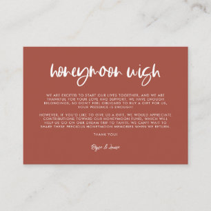 Modern Terracotta Honeymoon wish Enclosure Card