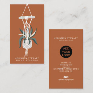 Modern terracotta house plant interior decor business card