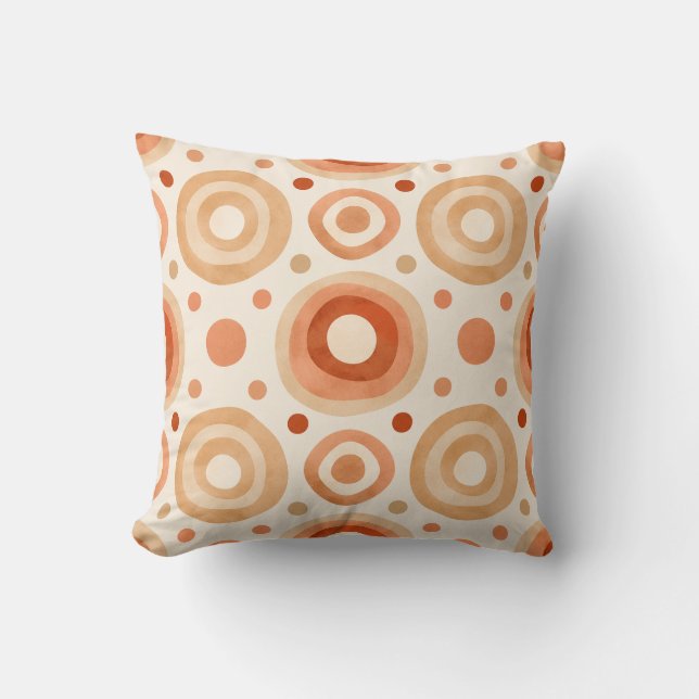 Modern Terracotta Mid-Century Boho Geometric Throw Pillow (Front)