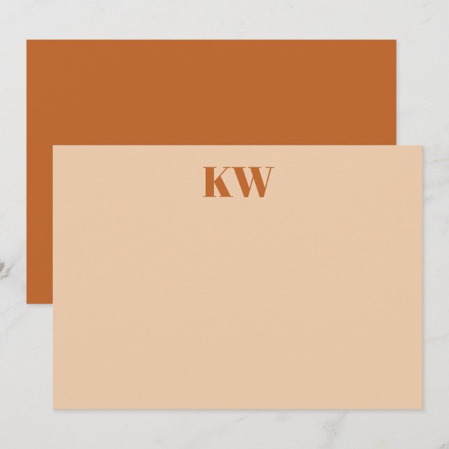 Modern Terracotta Monogram Initials Personalized Thank You Card (Front/Back)