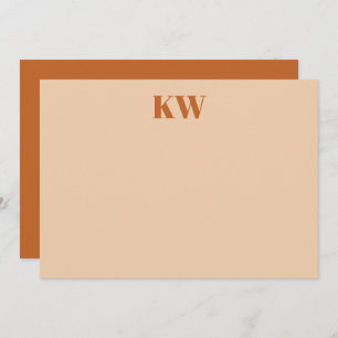 Modern Terracotta Monogram Initials Personalized Thank You Card
