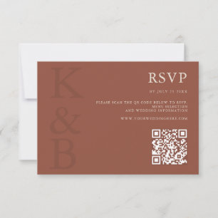 Modern Terracotta Monogram Minimalist Wedding RSVP Card