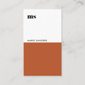 Modern Terracotta Monogram Qr Code Professional Business Card