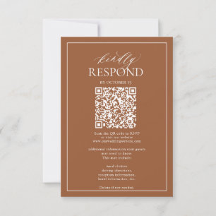 Modern Terracotta Monogram Wedding QR Code RSVP 