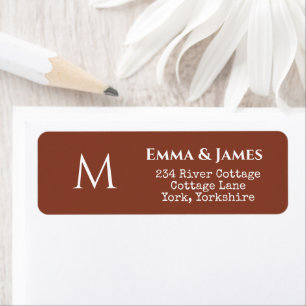 Modern Terracotta Monogram Wedding Return Address