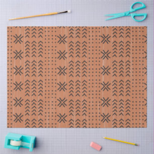 Modern Terracotta Mudcloth African Pattern Tissue Paper