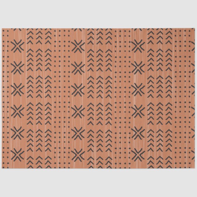 Modern Terracotta Mudcloth African Pattern Tissue Paper (Front)