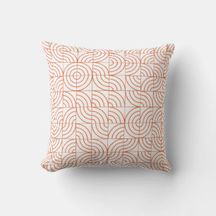 Modern Terracotta Orange Abstract Arch Geometric T Throw Pillow