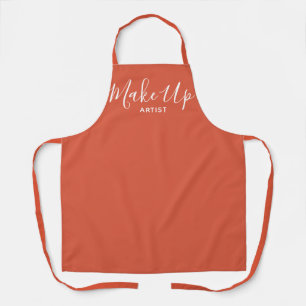 Modern Terracotta Orange Script Make Up Artist Apron