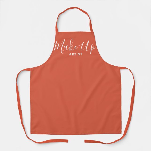 Modern Terracotta Orange Script Make Up Artist Apron (Front)