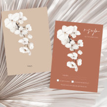 Modern Terracotta Orchids Floral Wedding RSVP Card