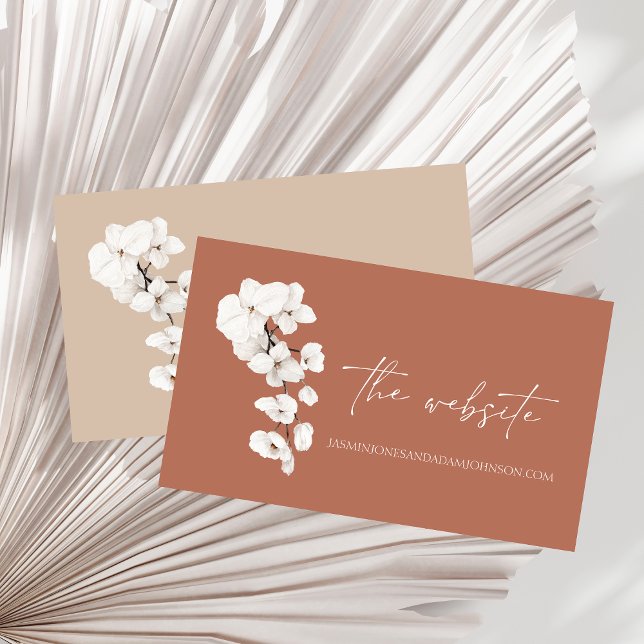 Modern Terracotta Orchids Flowers Wedding Website Enclosure Card (Modern Terracotta Orchids Flowers Wedding Website Enclosure Card)