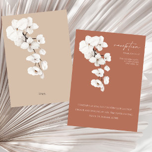 Modern Terracotta Orchids Wedding Reception Enclosure Card