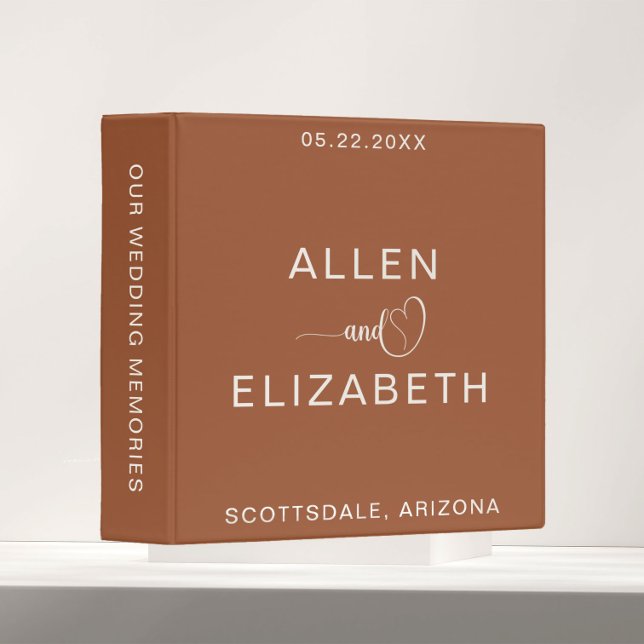 Modern Terracotta Personalized Bride and Groom Binder (Creator Uploaded)