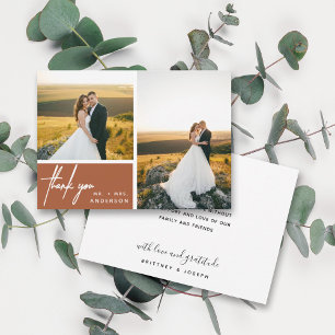 Modern Terracotta Photo Collage Thank you