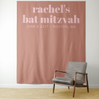 Modern Terracotta Pink Bat Mitzvah Photo Backdrop