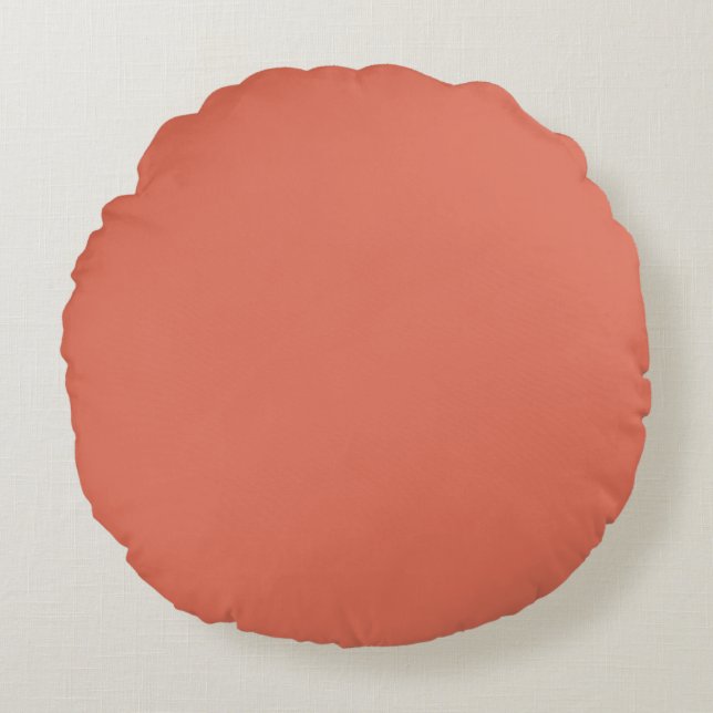 Modern Terracotta Plain Solid Colour Round Pillow (Front)