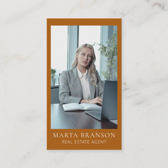 Modern Terracotta Professional Real Estate Business Card (Front)