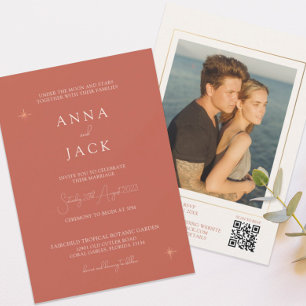 Modern Terracotta QR Code Photo Wedding Invitation