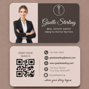 Modern Terracotta Realtor Photo QR Code Business Card