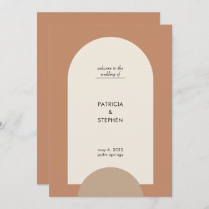 Modern Terracotta Sand Boho Arch Geometric Wedding Program