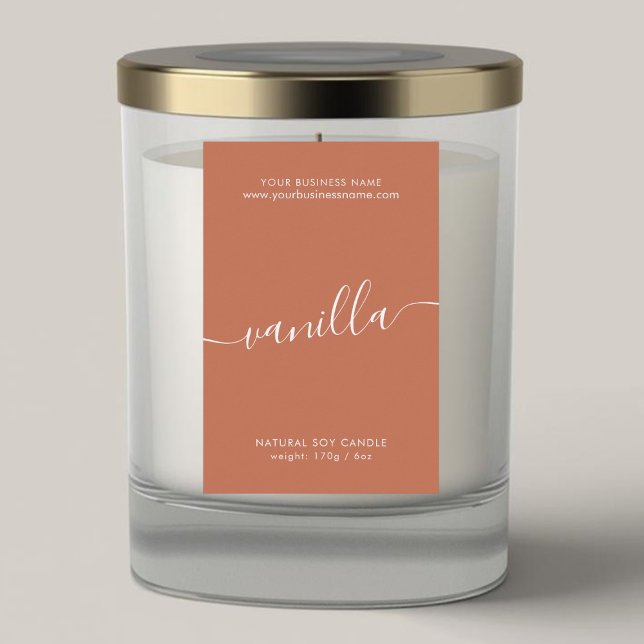 Modern terracotta script candle product label (Creator Uploaded)