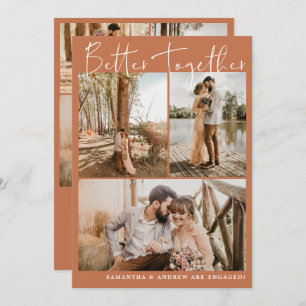 Modern terracotta script chic 6 photos engagement announcement