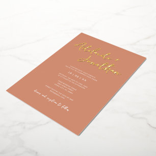Modern Terracotta Simple Wedding Gold Lettering