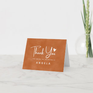 Modern Terracotta Thank you for being bridesmaid Card