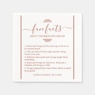 Modern terracotta typography Fun Facts wedding  Napkin
