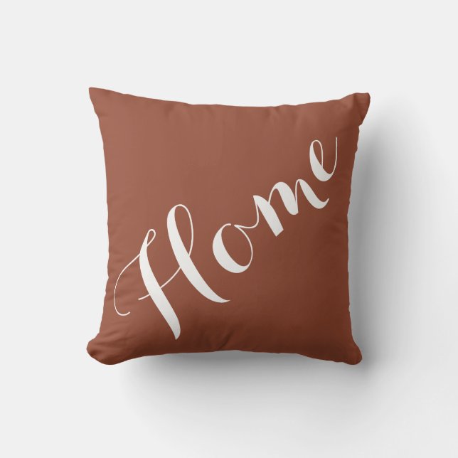 Modern Terracotta Typography Home Throw Pillow (Front)