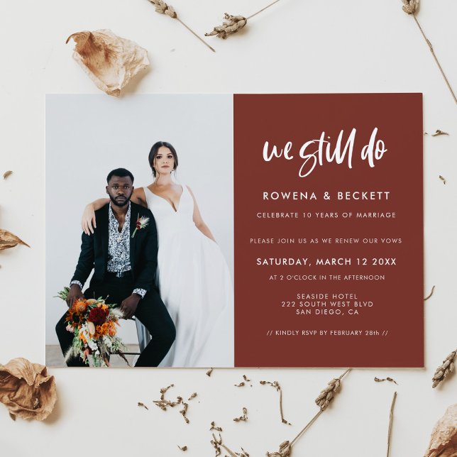 Modern terracotta We still do Vow renewal photo Invitation (Creator Uploaded)