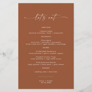 Modern Terracotta Wedding Dinner Menu Let's Eat