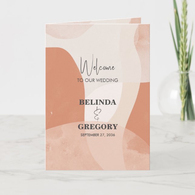 Modern Terracotta Wedding Order of Service Program (Front)