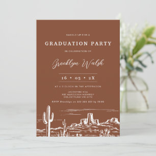 Modern Terracotta Western Graduation Invitation