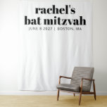 Modern Terracotta White Bat Mitzvah Photo Backdrop Tapestry<br><div class="desc">Personalized Modern Bold Typography Black and White Bat Mitzvah Photo Backdrop</div>
