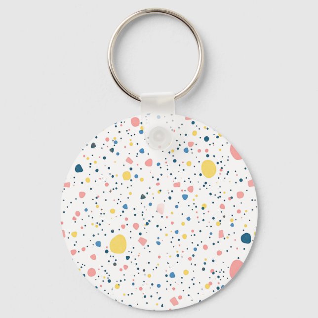 Modern Terrazzo Confetti Dots Pattern Pastel Keychain (Front)