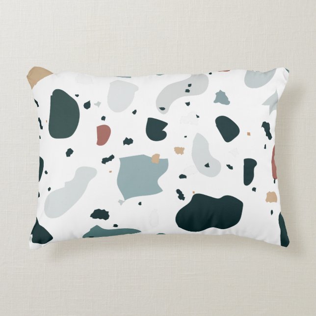 Modern Terrazzo Pattern – Abstract Mid Century Sea Accent Pillow (Front)