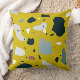 Modern Terrazzo Pattern – Abstract Mid Century Sea Throw Pillow