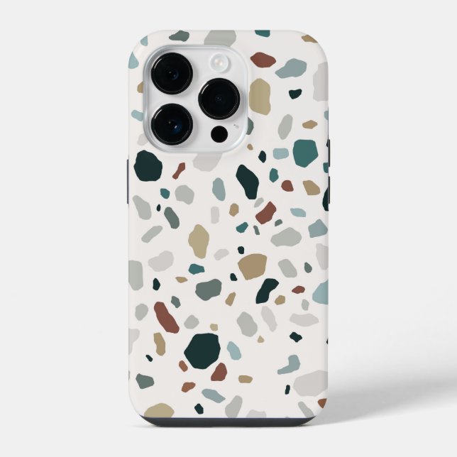 Modern Terrazzo Stone Texture Pattern iPhone Case (Back)