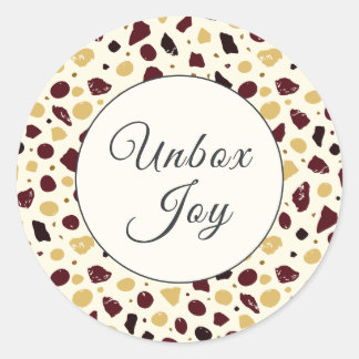 Modern Terrazzo | Trendy "Unbox Joy" Classic Round Sticker