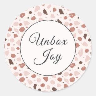 Modern Terrazzo Trendy "Unbox Joy" Classic Round Sticker