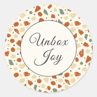 Modern Terrazzo | Trendy "Unbox Joy" Classic Round Sticker