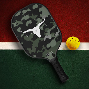 Modern Texas Longhorn Camouflage Summer Name Pickleball Paddle
