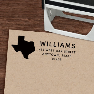 Modern TEXAS State Shape Return Address Self-inking Stamp